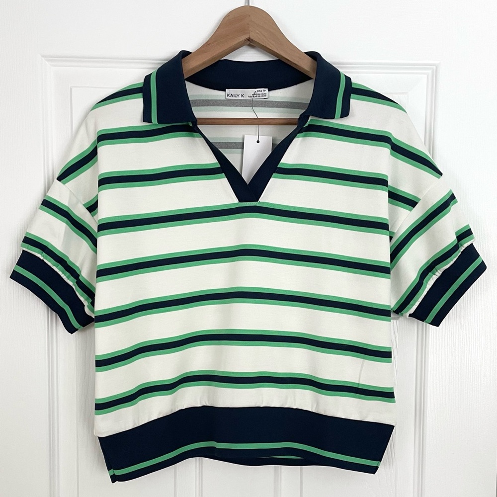 NWT Kaily K Striped Polo Shirt Size XS